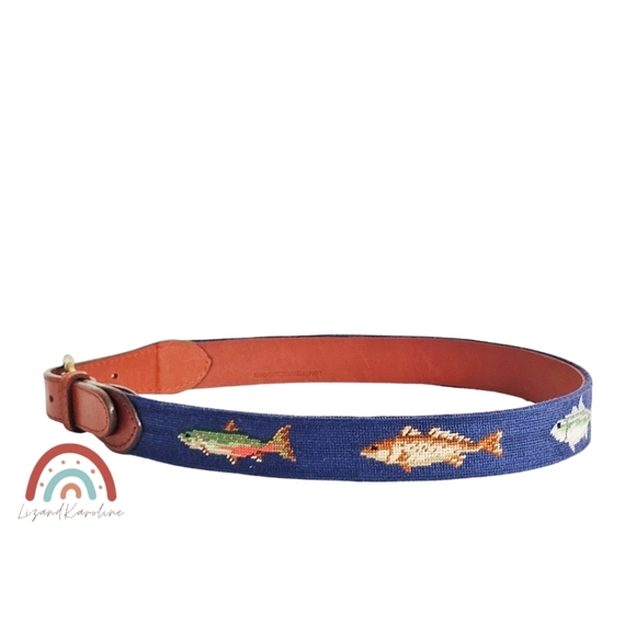 New! Smathers & Branson x J. Crew Fish Needlepoint Belt - Picture 7 of 16